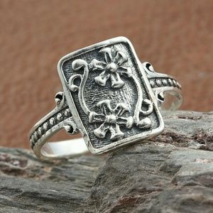 Artisan Sterling silver 925 floral ring